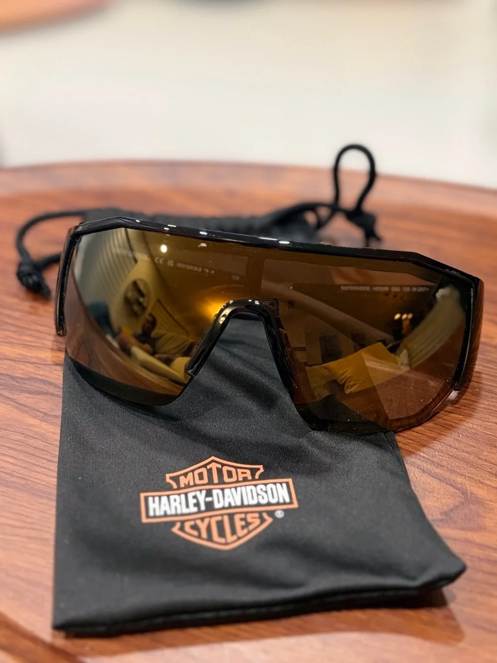 Harley Riding Wraparound Glasses with copper Lenses
